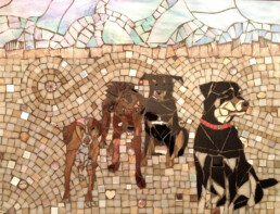Mosaic of four dogs