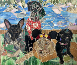 Mosaic of four dogs named Hogan's Heros