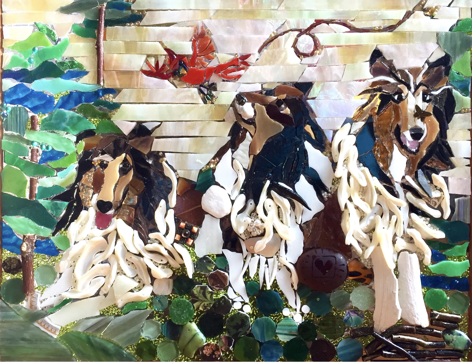 Mosaic of three dogs named Kayden, Raven, and Shane